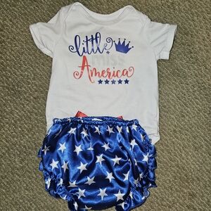 Patriotic Baby Outfit - White and Blue